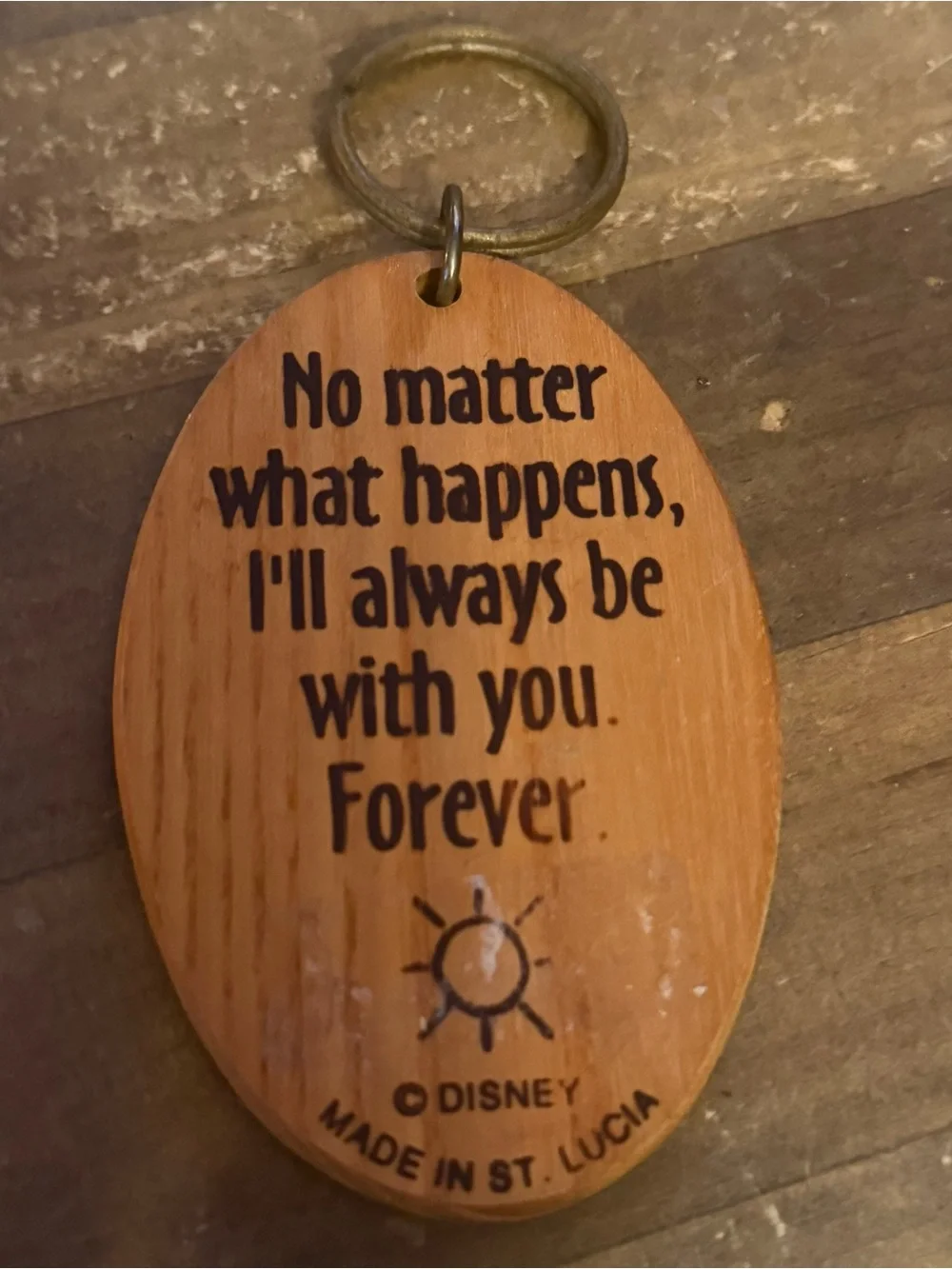 Vintage Walt Disney Pocahontas large oval wooden keyring